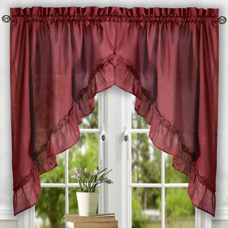 August Grove® Ellis Ruffled Swag Window Valance & Reviews Wayfair
